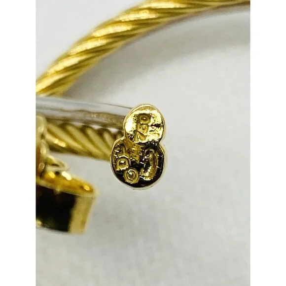 SOD!!! David Yurman 18K Yellow White Gold Diamond 47mm Crossover Hoop Earrings - Picture 8 of 14